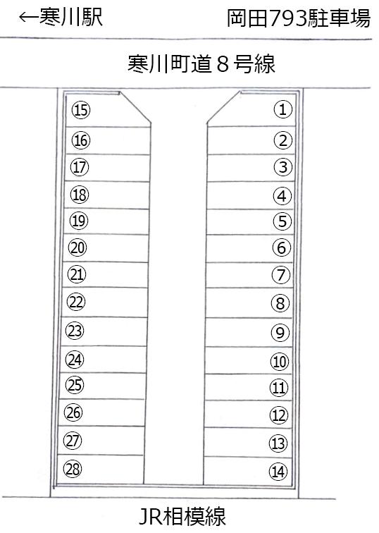 岡田3丁目793駐車場の駐車配置図