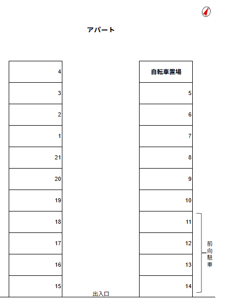 豊田（東側）駐車場の駐車配置図