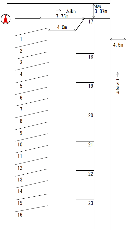 井上モータープールの駐車配置図