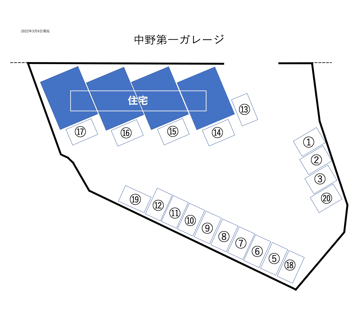 中野第一ガレージの駐車配置図