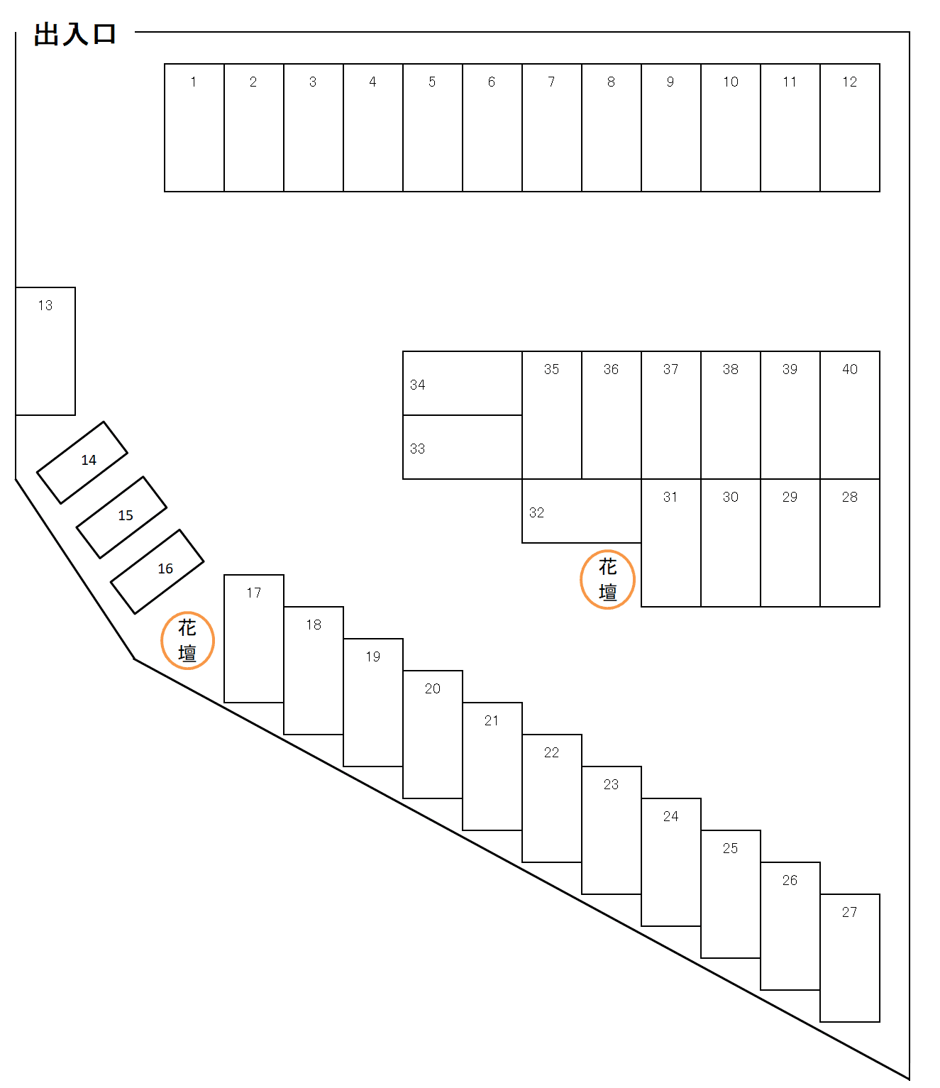 三谷パーキングの駐車配置図
