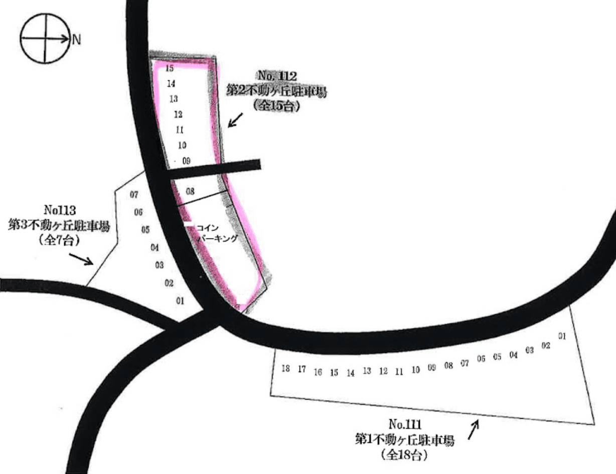 １１２・第２不動ヶ丘駐車場の駐車配置図