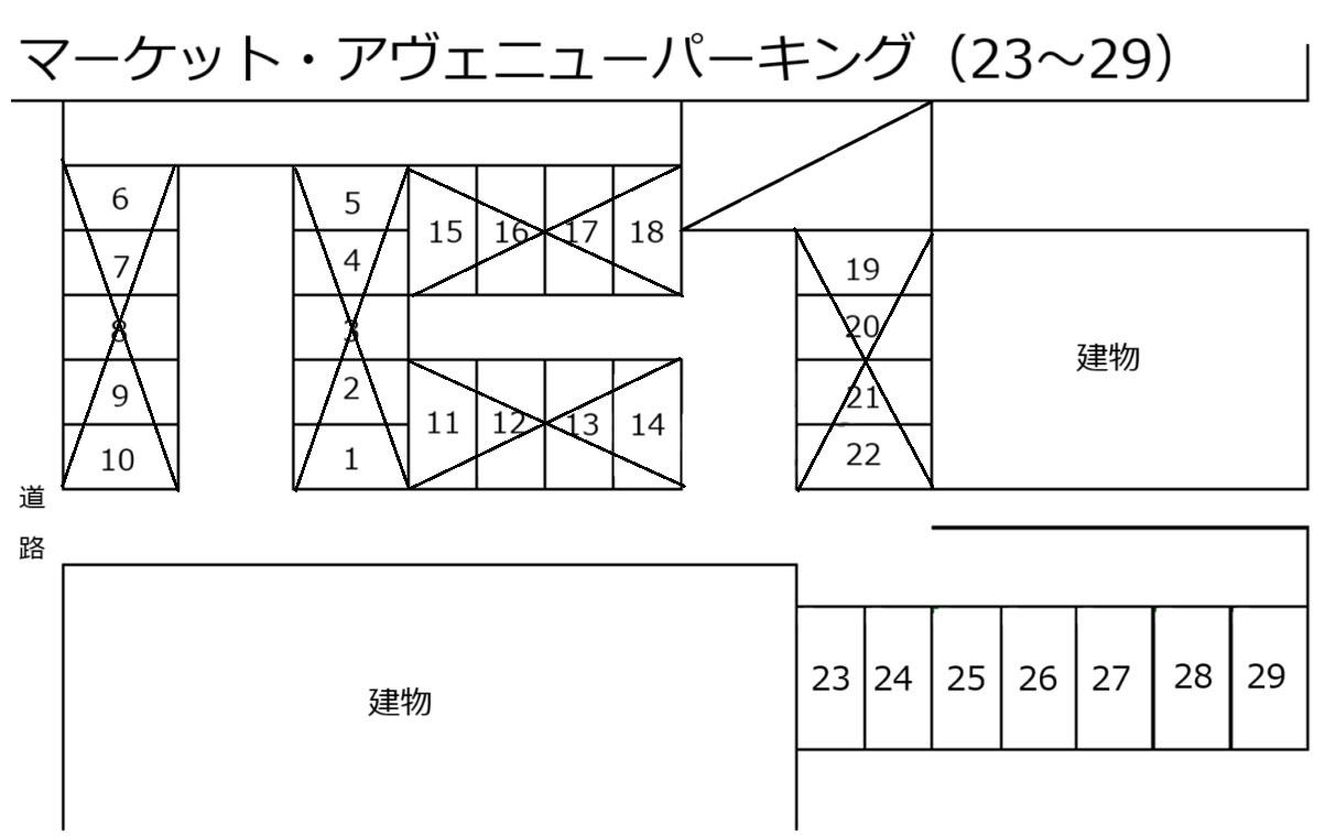 マーケット・アヴェニューパーキング（23～29）の駐車配置図
