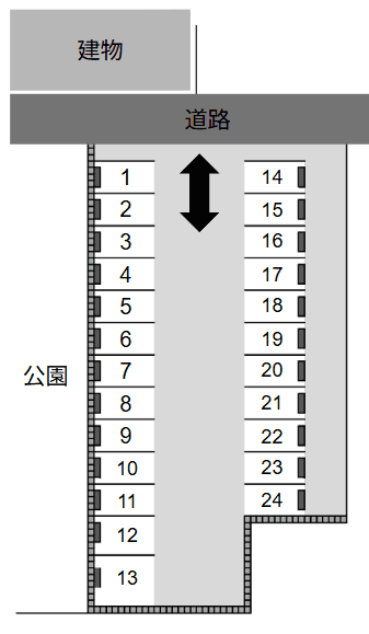東町第２駐車場の駐車配置図