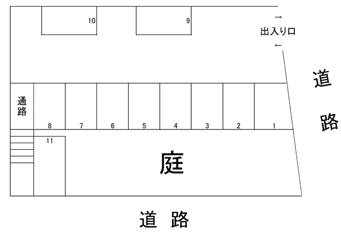 石坂湯の谷駐車場の駐車配置図