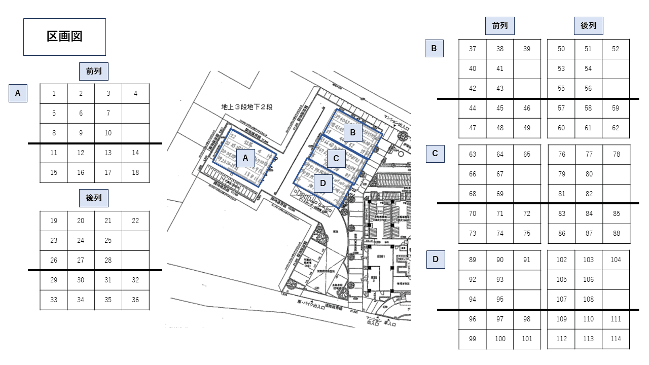 川口４丁目駐車場の駐車配置図