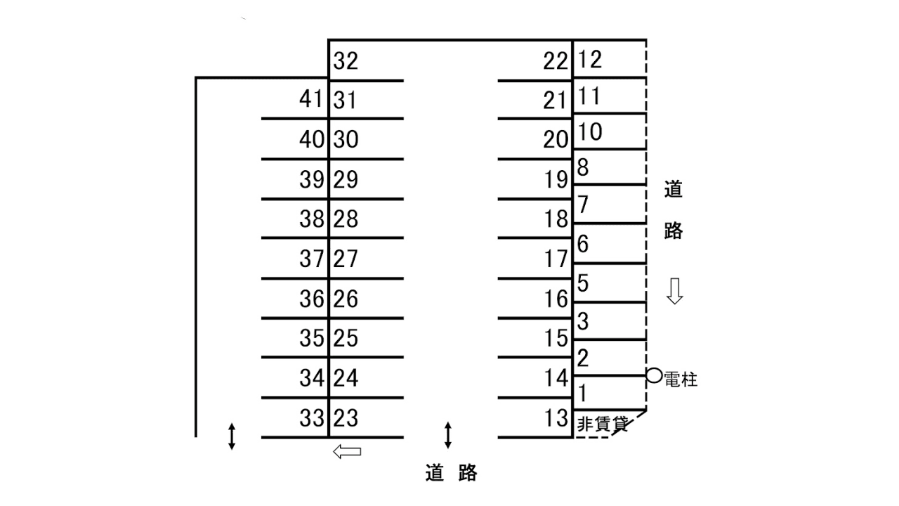 箕浦パーキングの駐車配置図