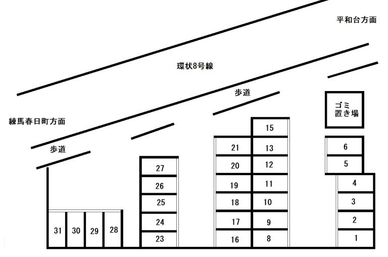 真野第１駐車場の駐車配置図