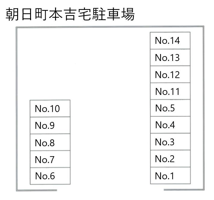 朝日町本吉宅駐車場の駐車配置図