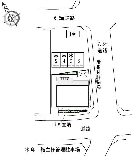 レオパレスメルベーユ原宿(45231) 敷地外駐車場の駐車配置図