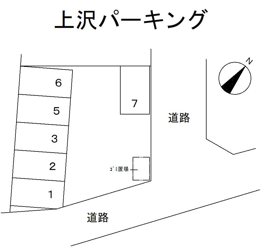 上沢パーキングの駐車配置図