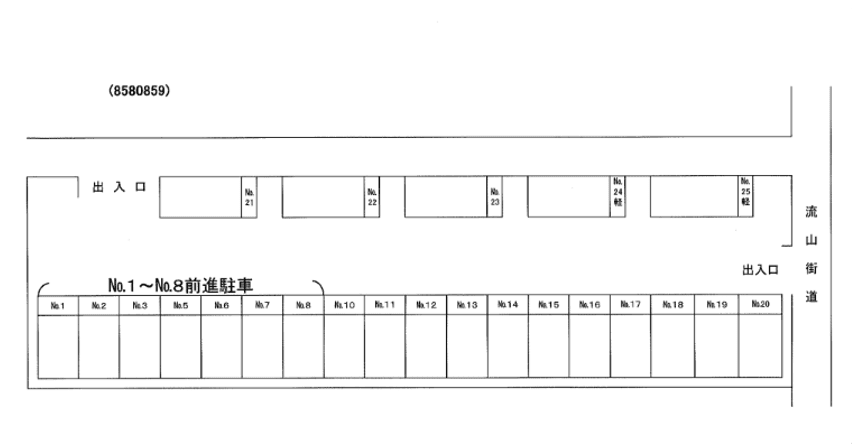 東深井8580859駐車場の駐車配置図