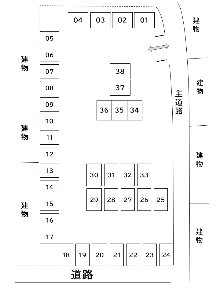 旭桃台第三駐車場の駐車配置図