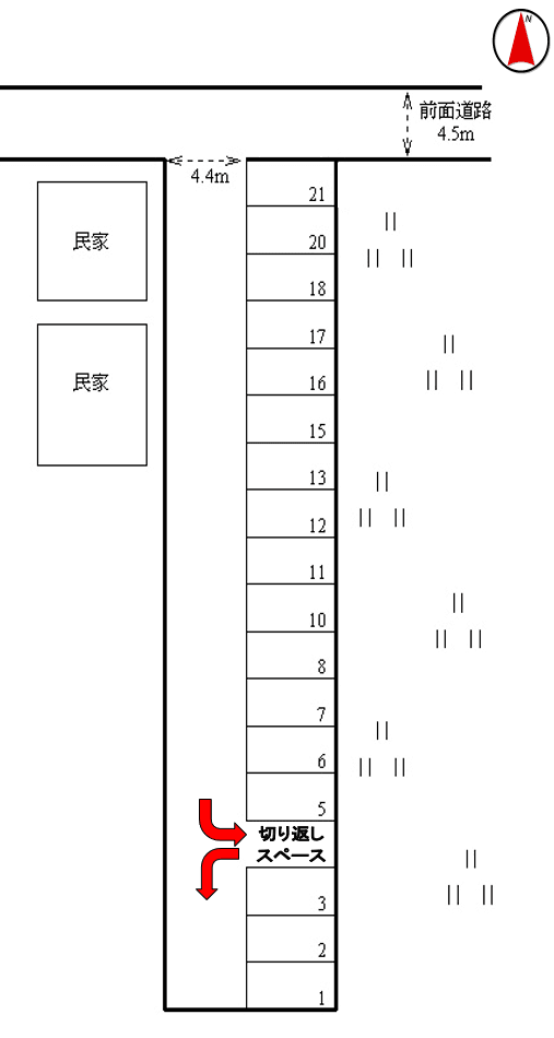 細田第35モータープールの駐車配置図