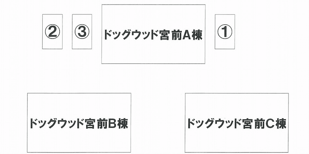 ドッグウッド宮前Ａ棟駐車場の駐車配置図