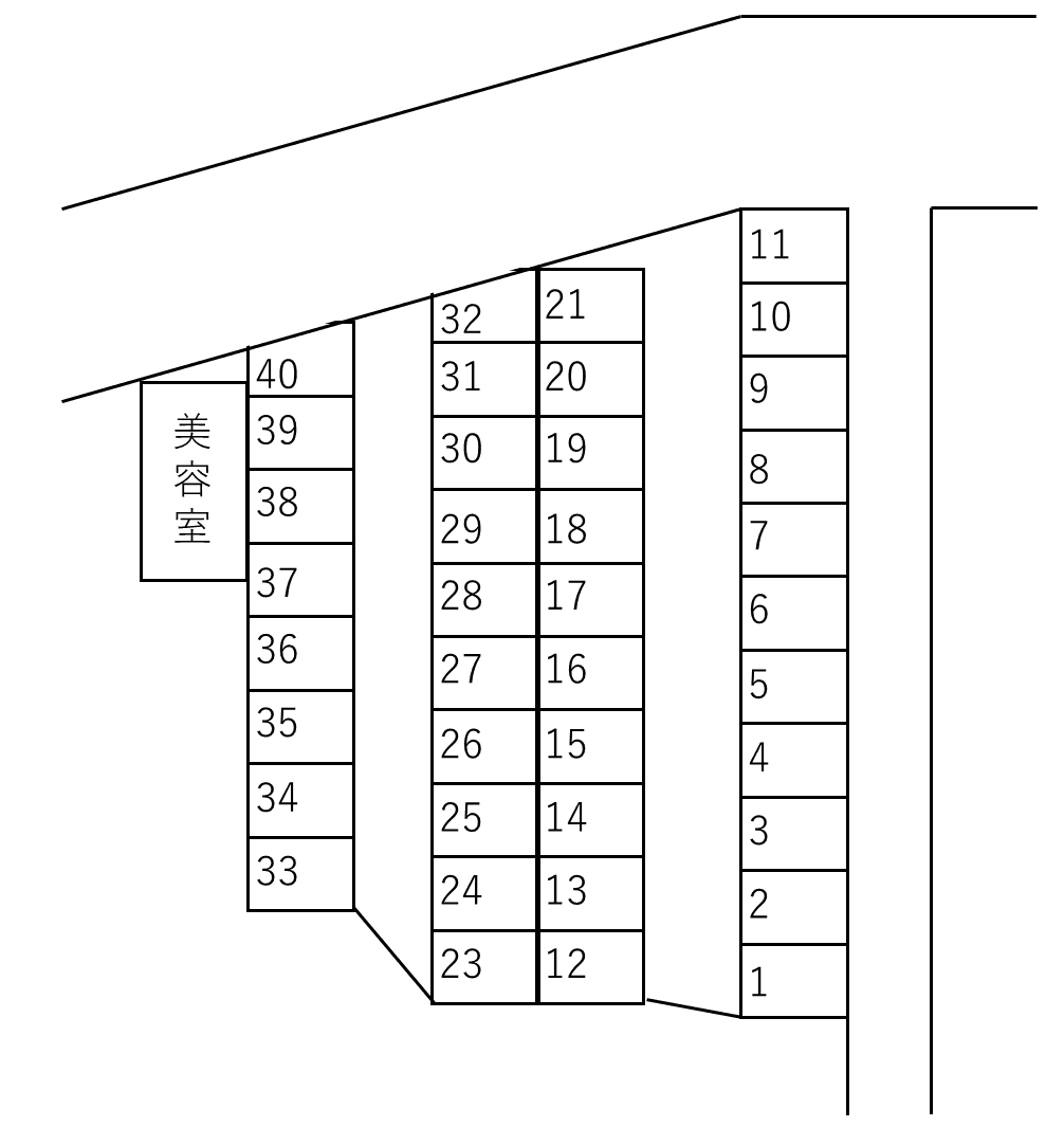 長峰小堤第１駐車場の駐車配置図