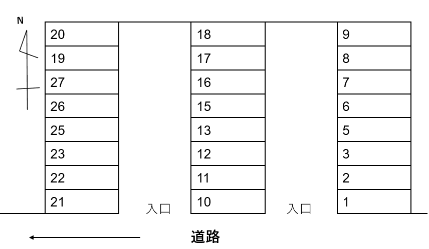 東雲町パーキングの駐車配置図