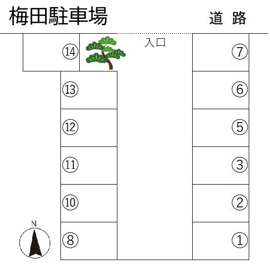 梅田駐車場の駐車配置図