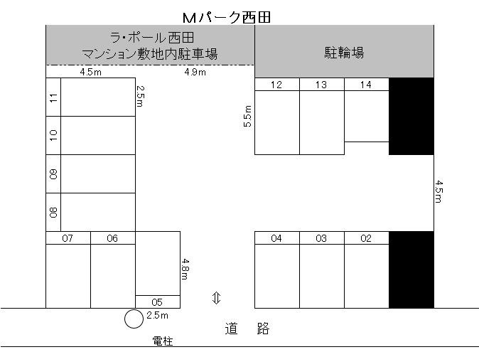 Ｍパーク西田の駐車配置図
