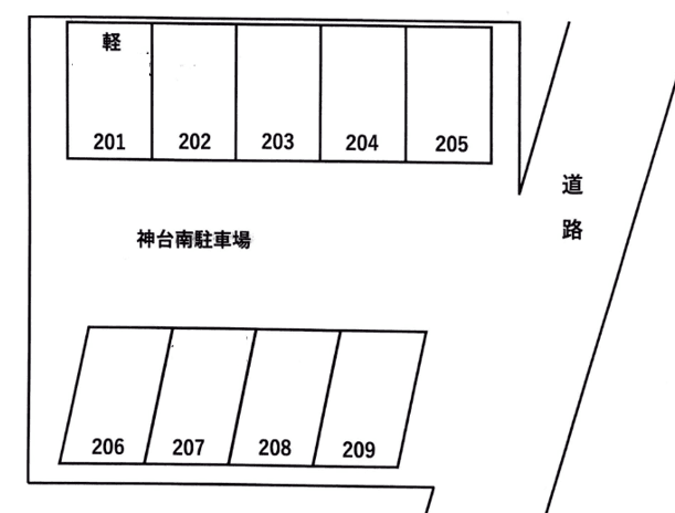 神台南駐車場の駐車配置図
