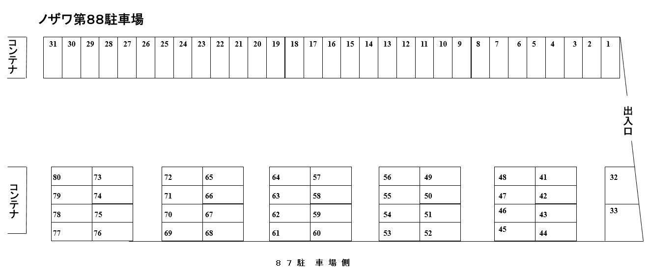 ノザワ第８８駐車場の駐車配置図
