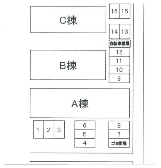 ハッピー清水　BC　敷地内駐車場の駐車配置図