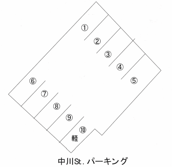 中川St.パーキングの駐車配置図