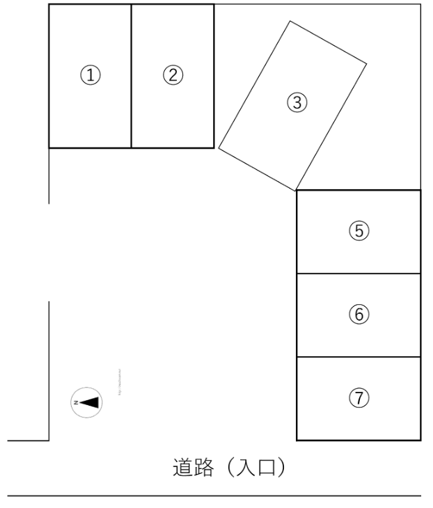 桂千代原町43-4　駐車場の駐車配置図