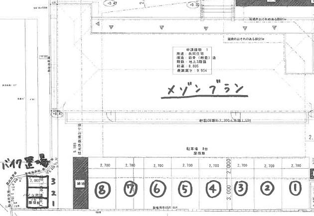 メゾンブランの駐車配置図