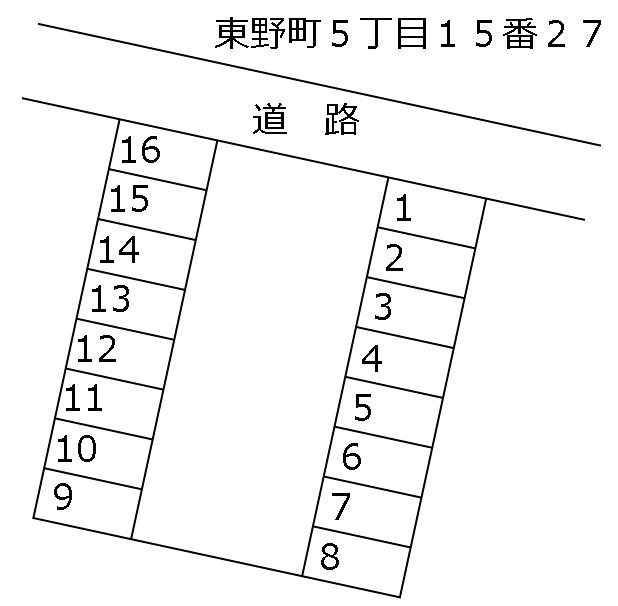 東野町５丁目１５番２７の駐車配置図