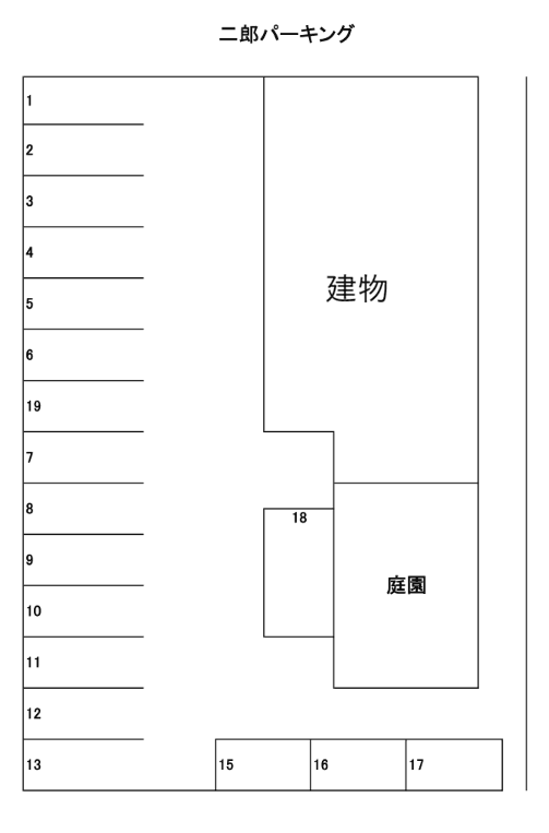 二郎パーキングの駐車配置図