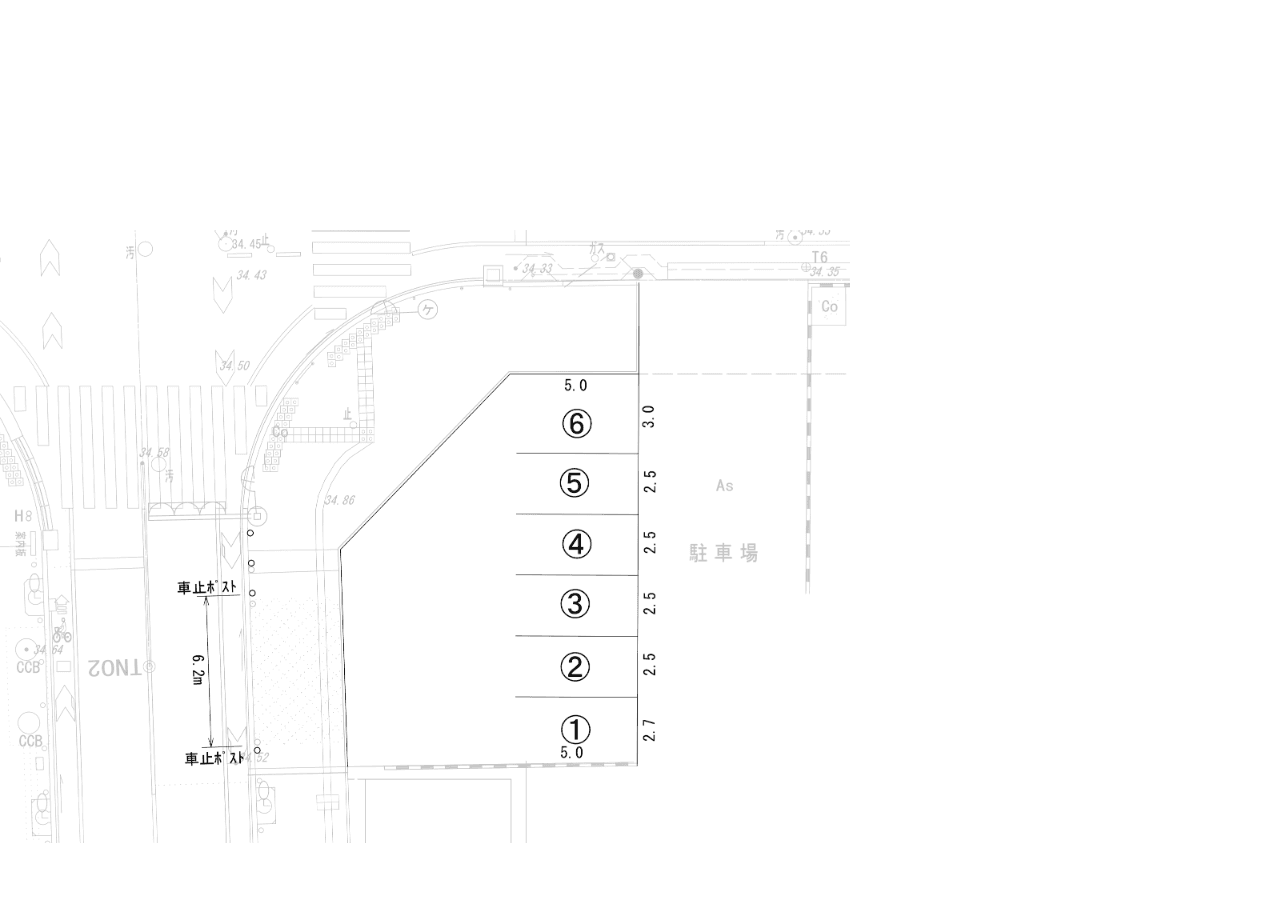 豊田市　元城町1丁目駐車場の駐車配置図