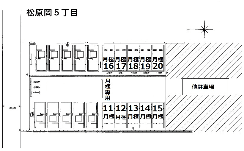 松原岡５丁目の駐車配置図