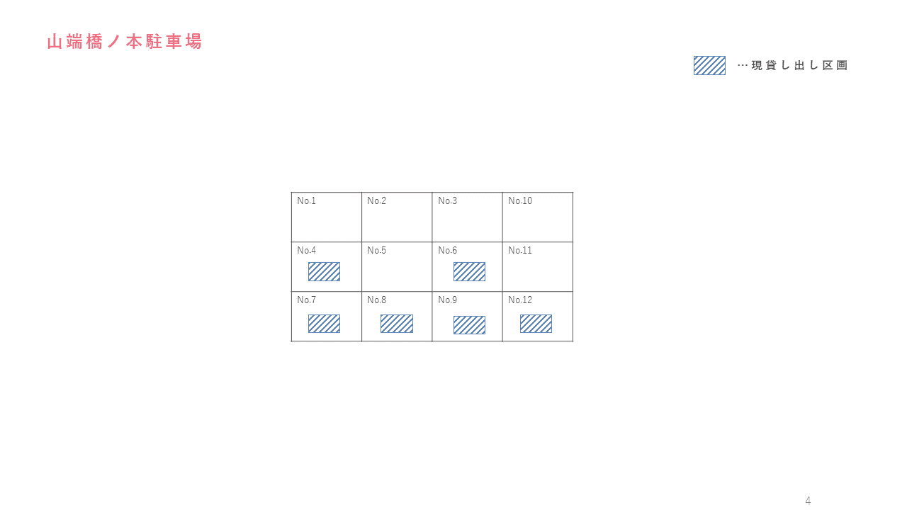 山端橋ノ本駐車場の駐車配置図