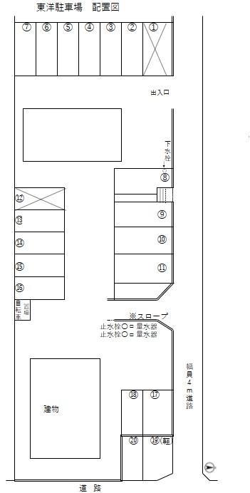 東洋駐車場の駐車配置図