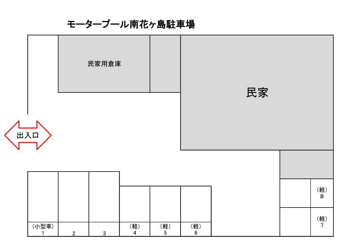 モータープール南花ヶ島の駐車配置図