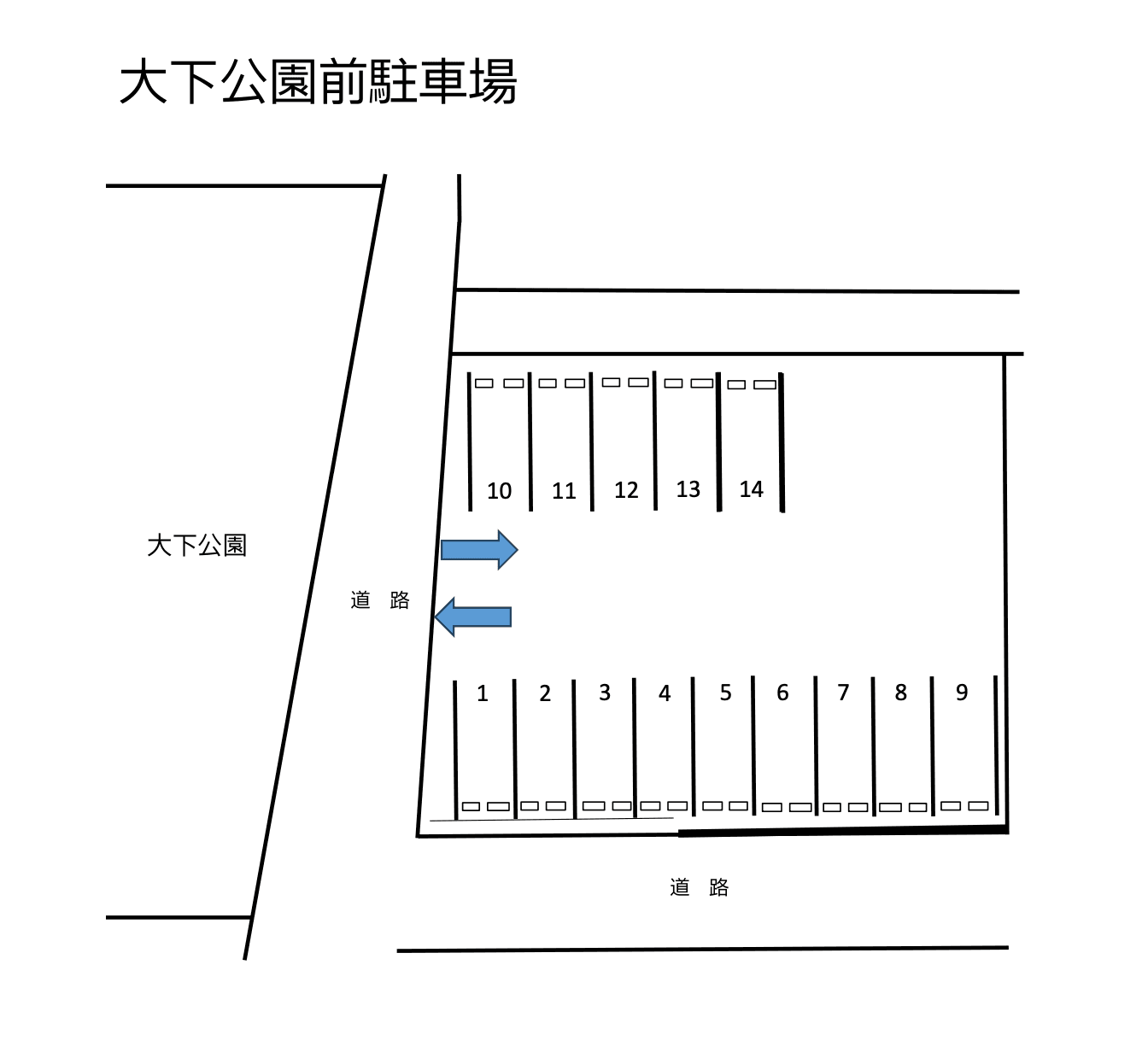 大下公園前月極駐車場の駐車配置図