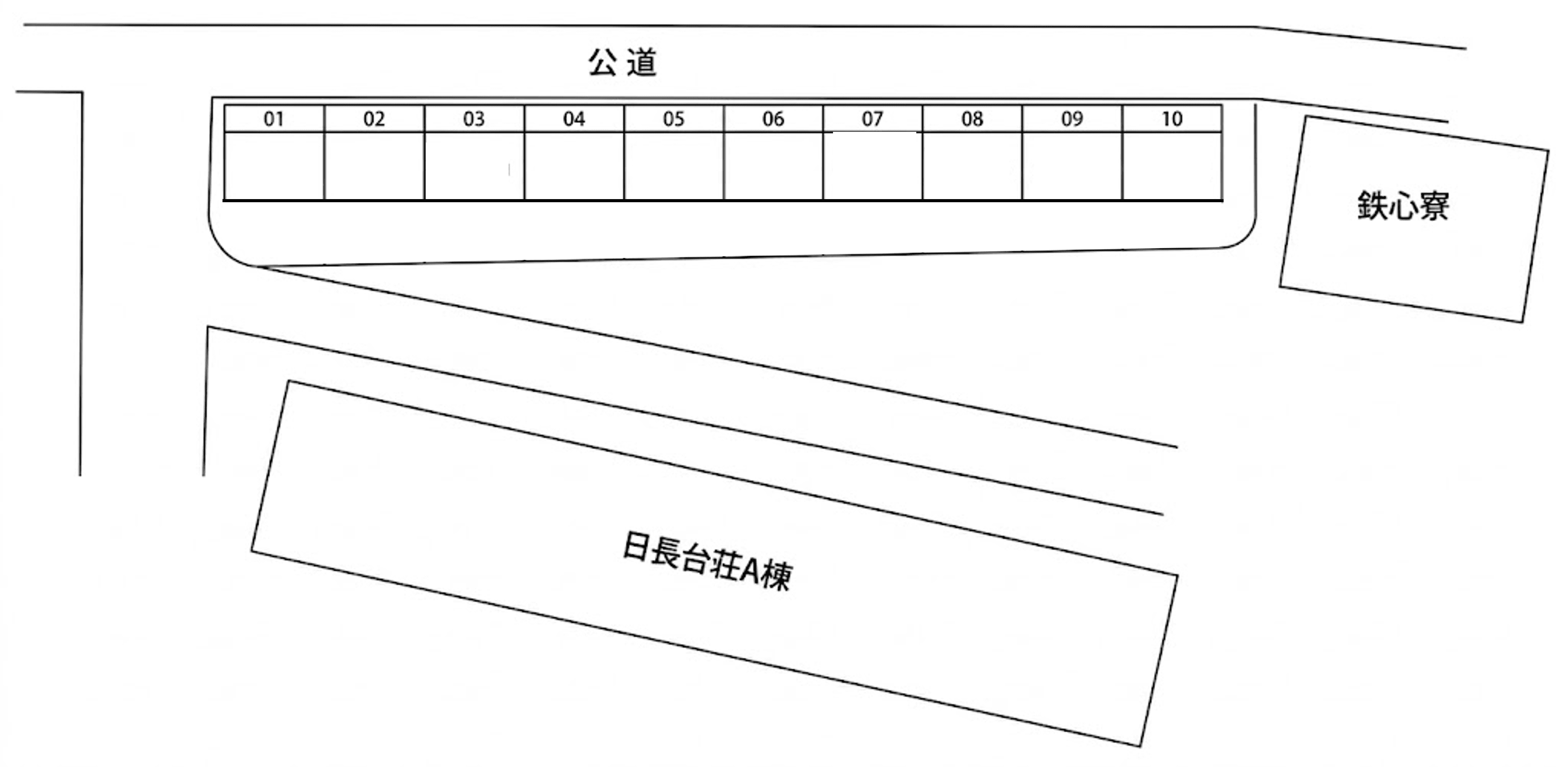 日長台荘Ａ棟駐車場の駐車配置図