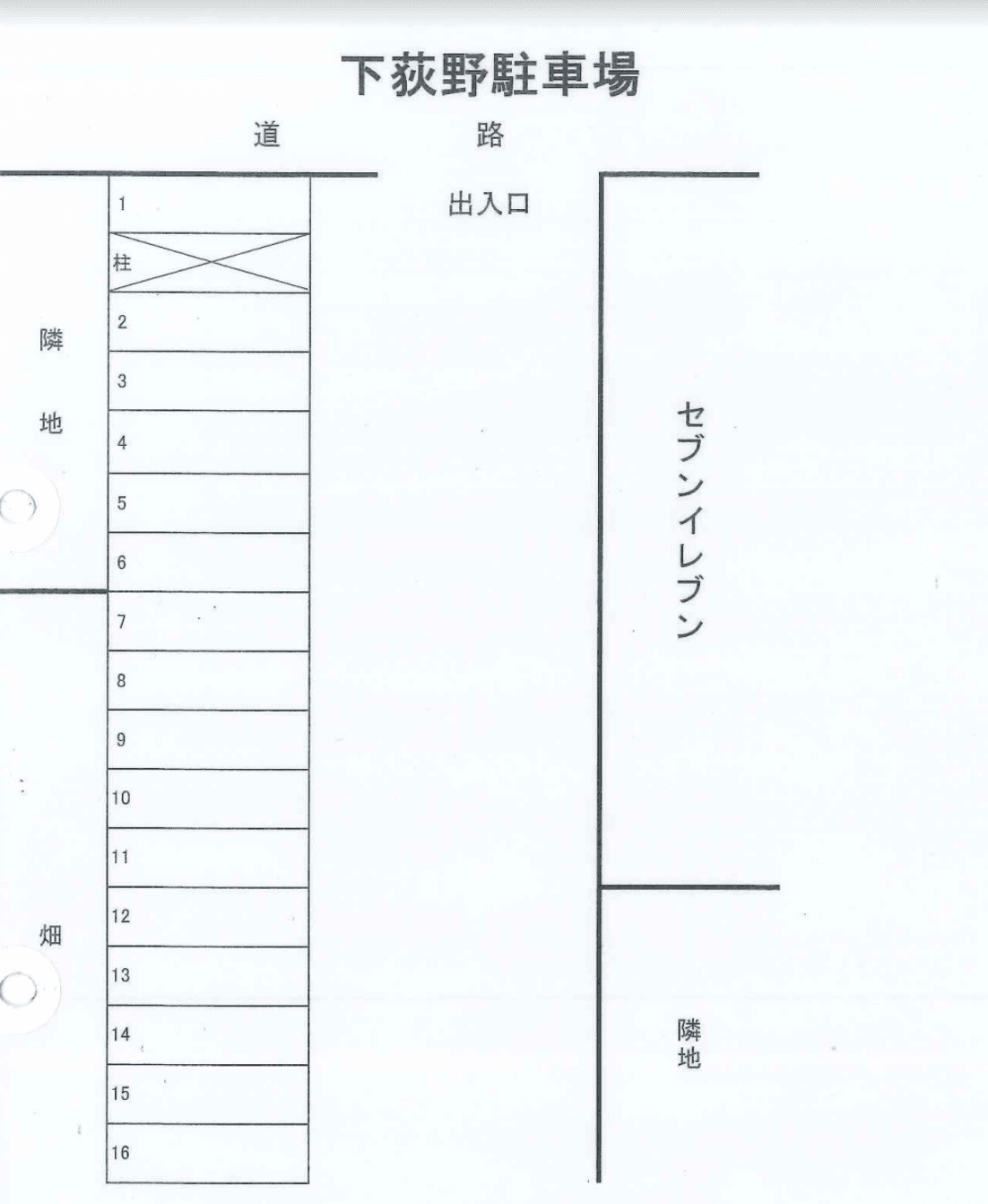 下荻野駐車場の駐車配置図
