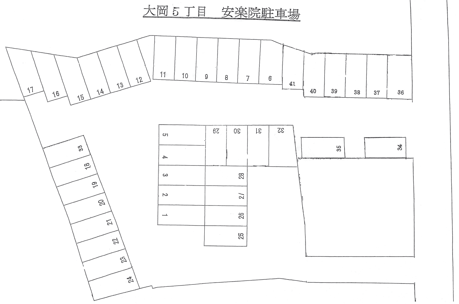 大岡五丁目安楽院駐車場の駐車配置図