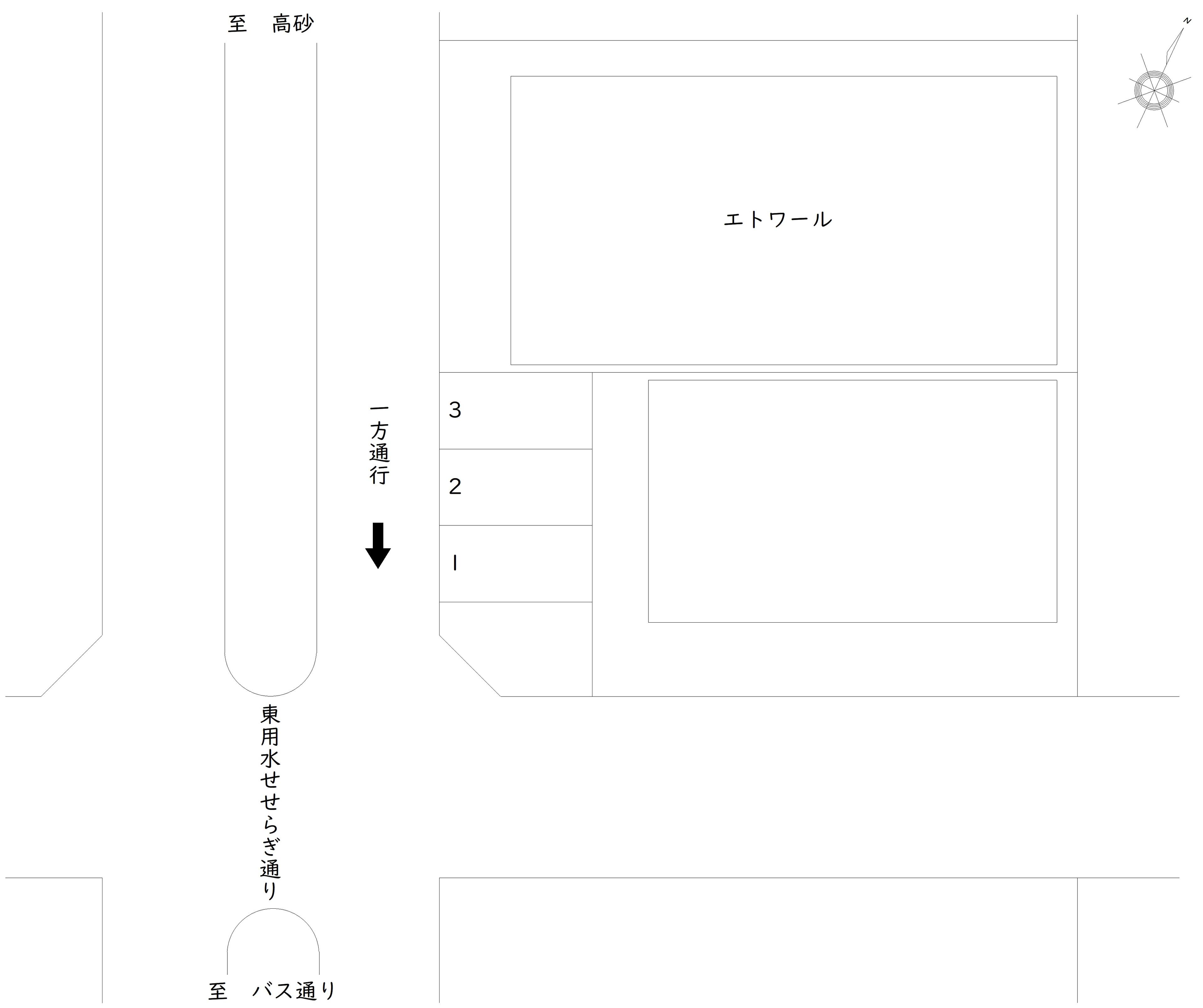 細田3-30 駐車場の駐車配置図