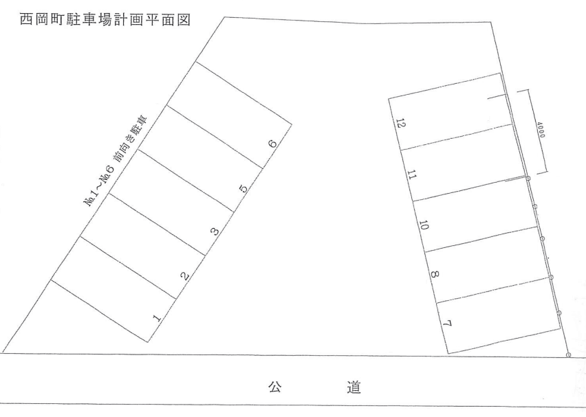 西岡町保ヶ山月極駐車場の駐車配置図