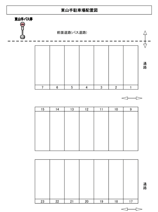 東山手駐車場の駐車配置図