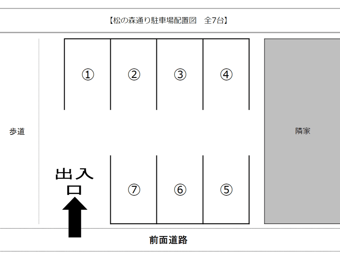 松の森通り駐車場の駐車配置図