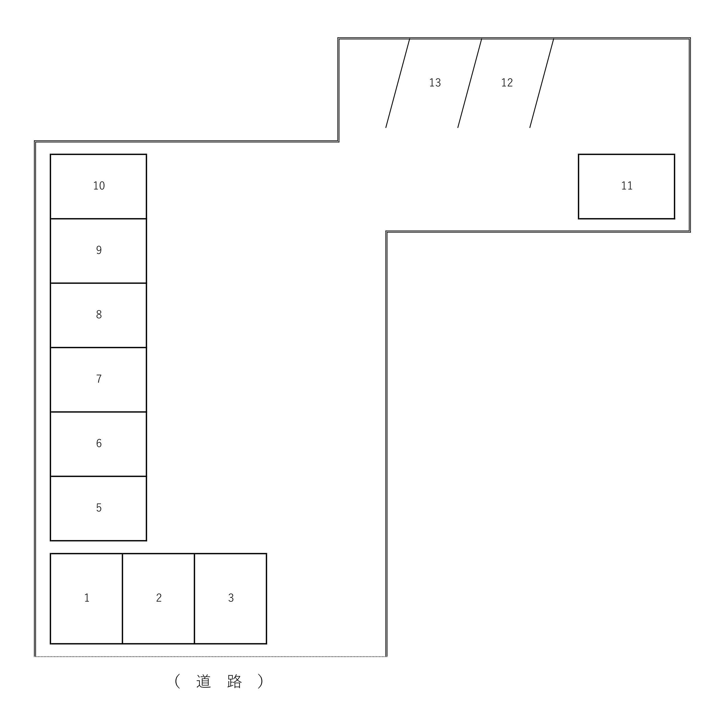 田嶋駐車場(西側)の駐車配置図