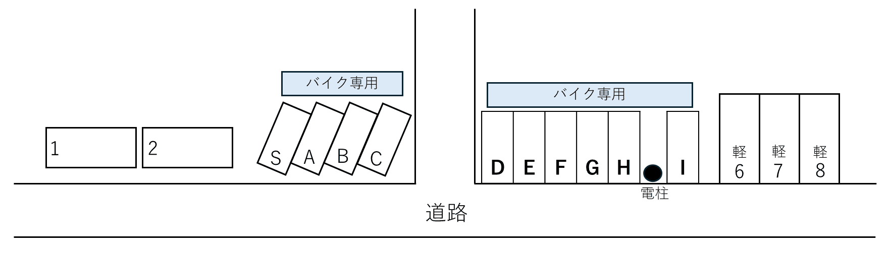 中野島駐車場・バイクBOXの駐車配置図