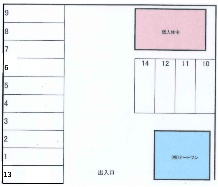 落合澄雄駐車場の駐車配置図