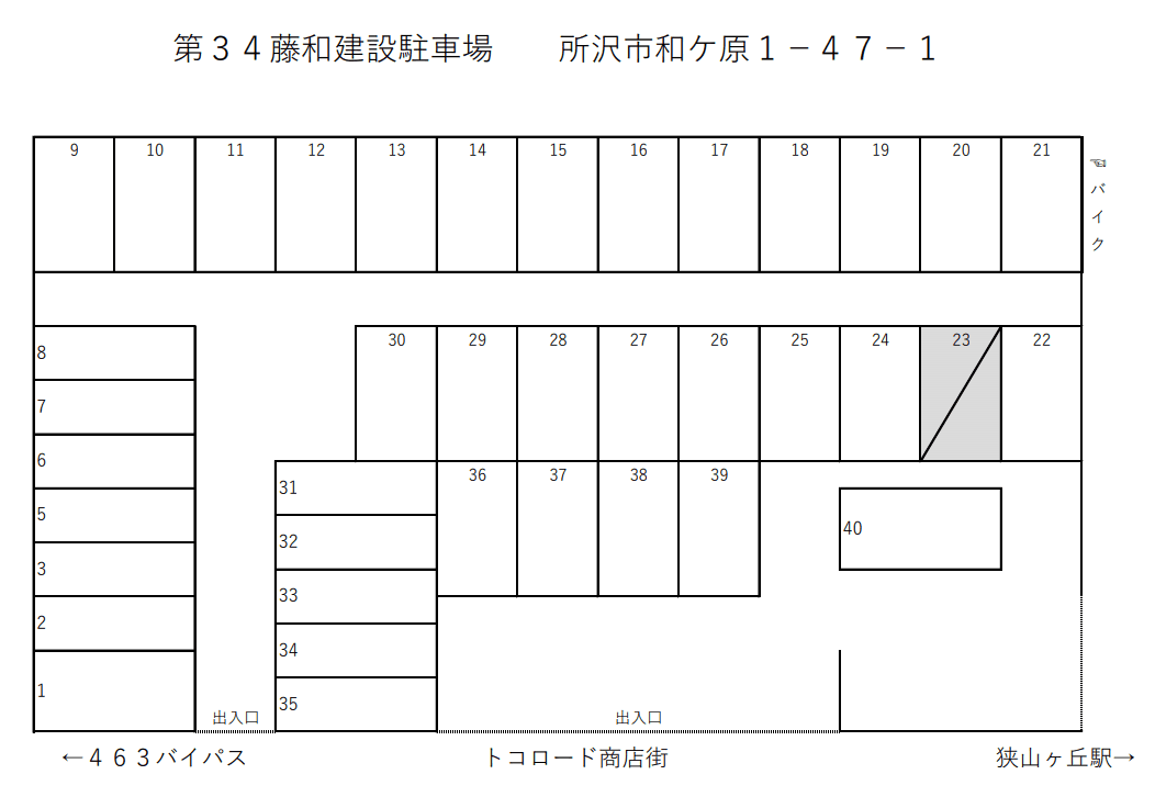 第34藤和建設駐車場の駐車配置図