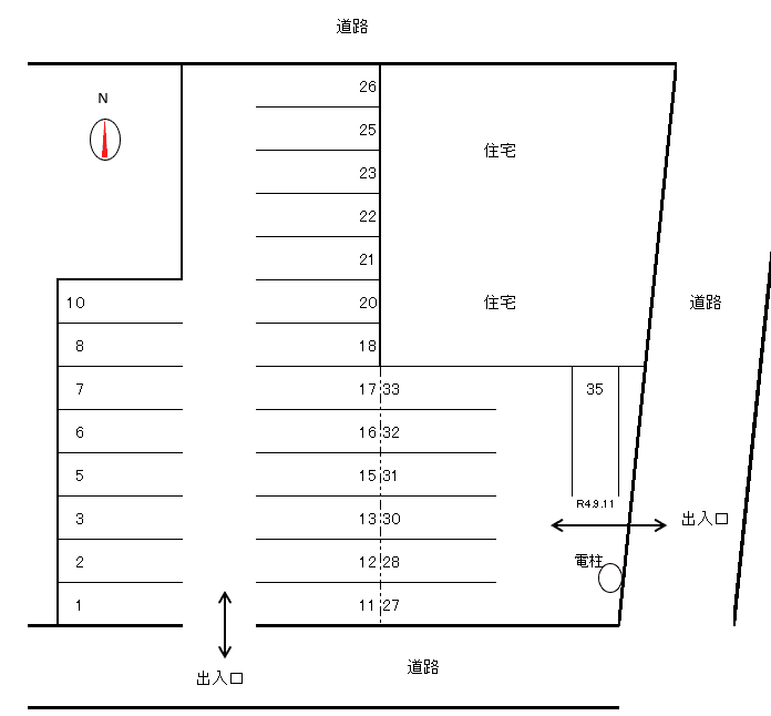 愛宕町駐車場の駐車配置図