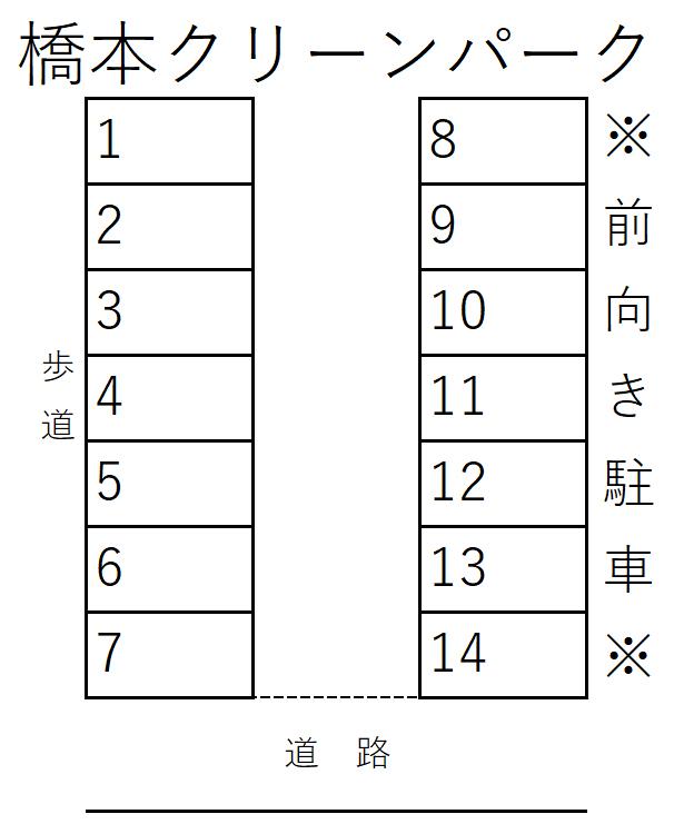 橋本クリーンパークの駐車配置図